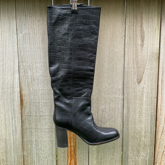 Black croc boot Grayson knee high FREE PEOPLE - Picture 3 of 17
